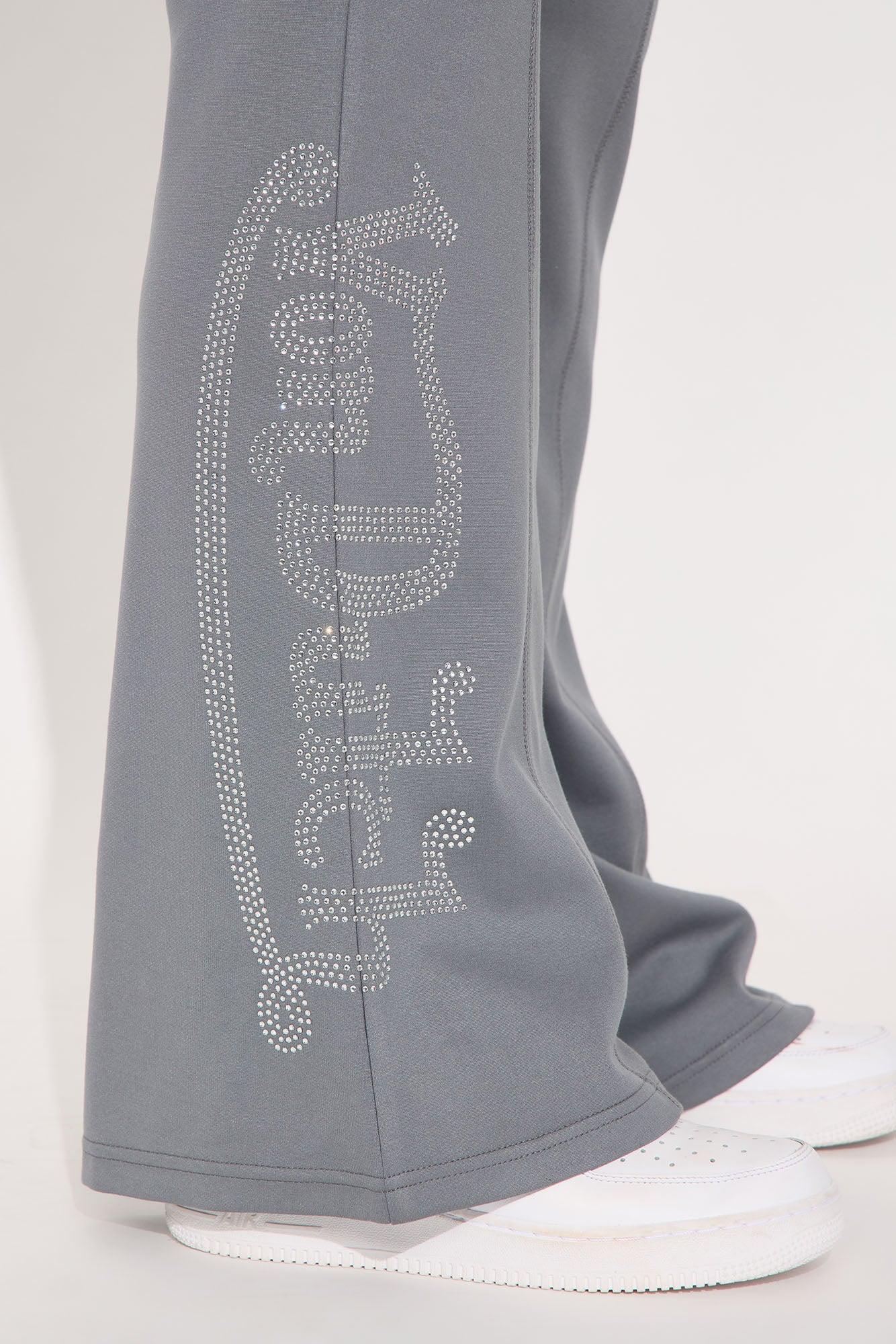 Von Dutch Rhinestone Washed Flared Pant - Charcoal/combo Female Product Image