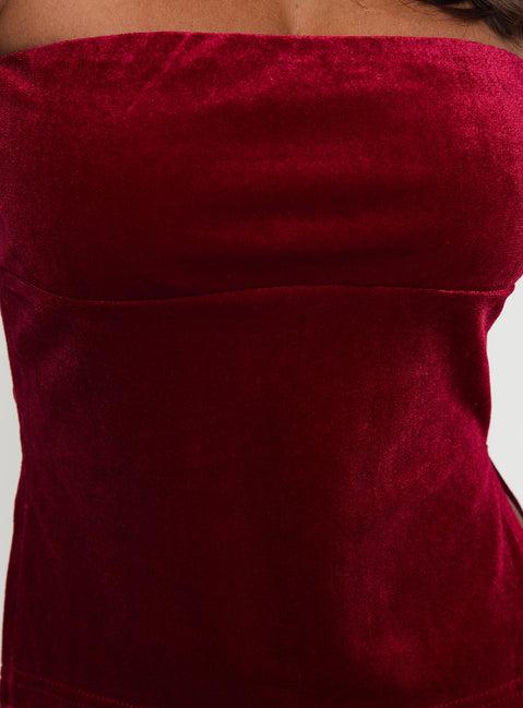 Janece Strapless Velvet Top Red Product Image