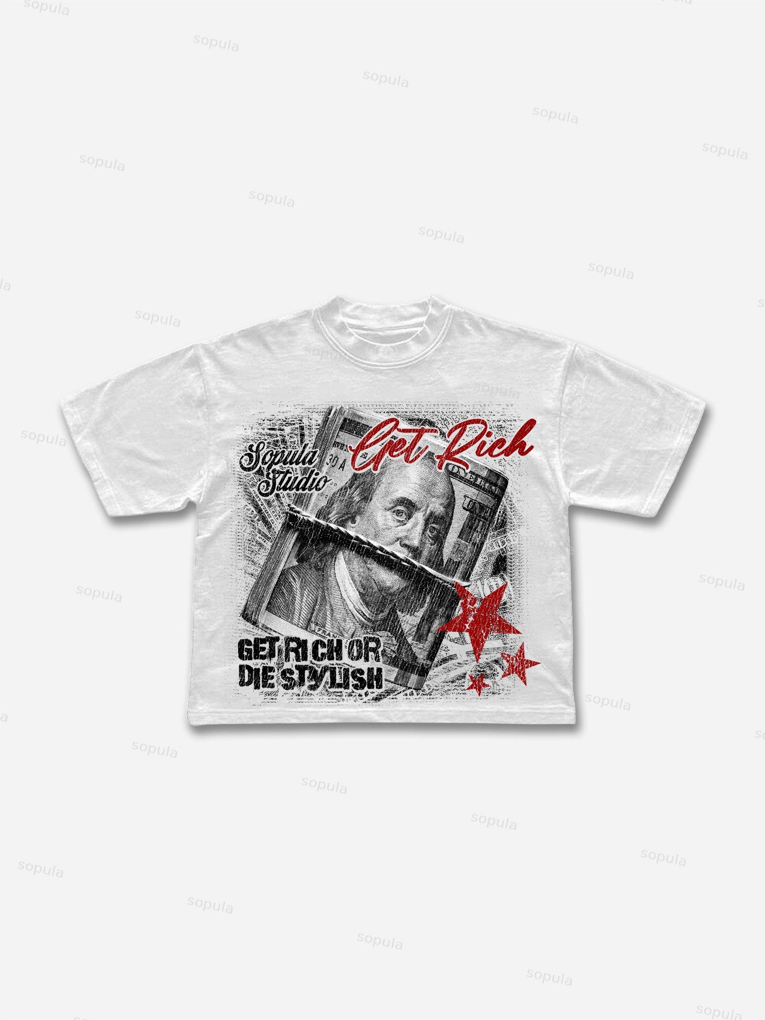 Get Rich Fun Money Graphic Cropped T-shirt Product Image