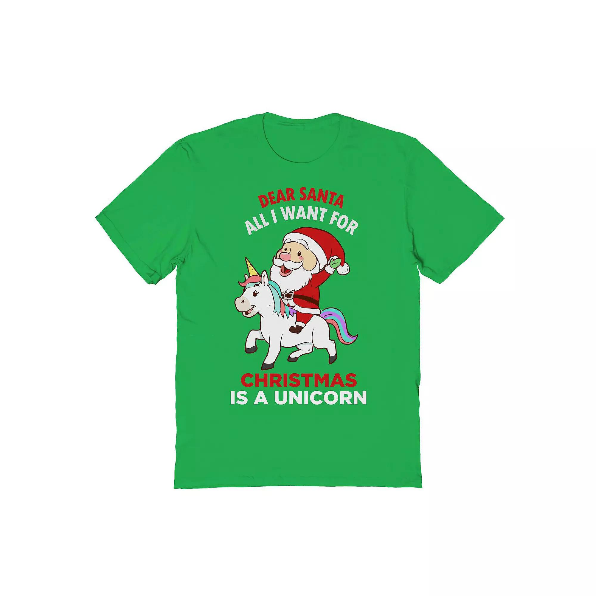 Men's Dear Santa Unicorn Christmas Graphic Tee, Adult Unisex,  Product Image