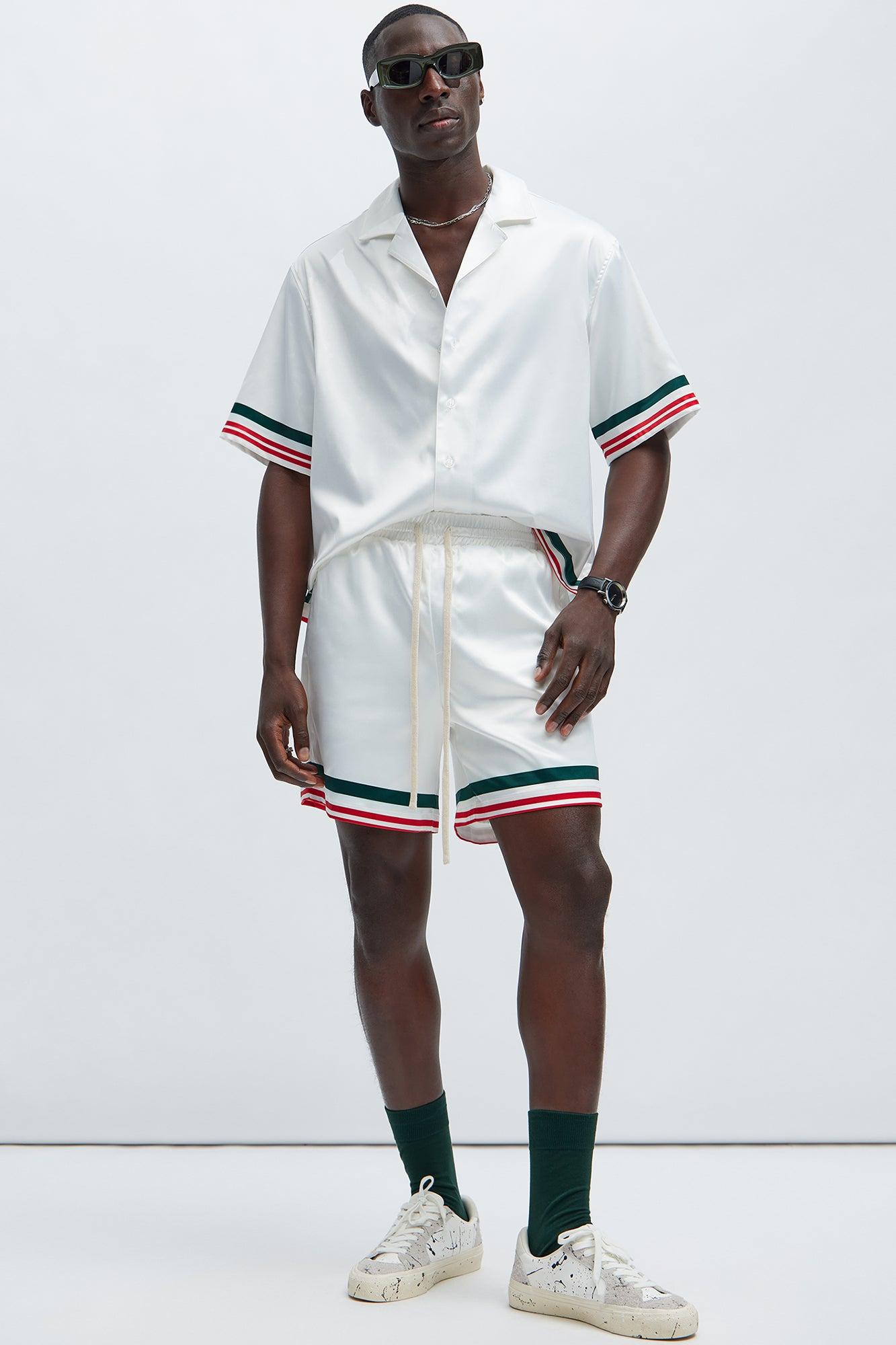 Fargo Printed Stripes Shorts - White/combo Product Image