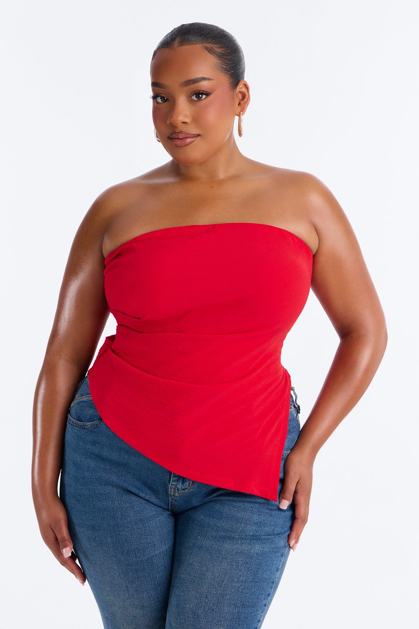 Valerie Asymmetrical Top - Red Female Product Image