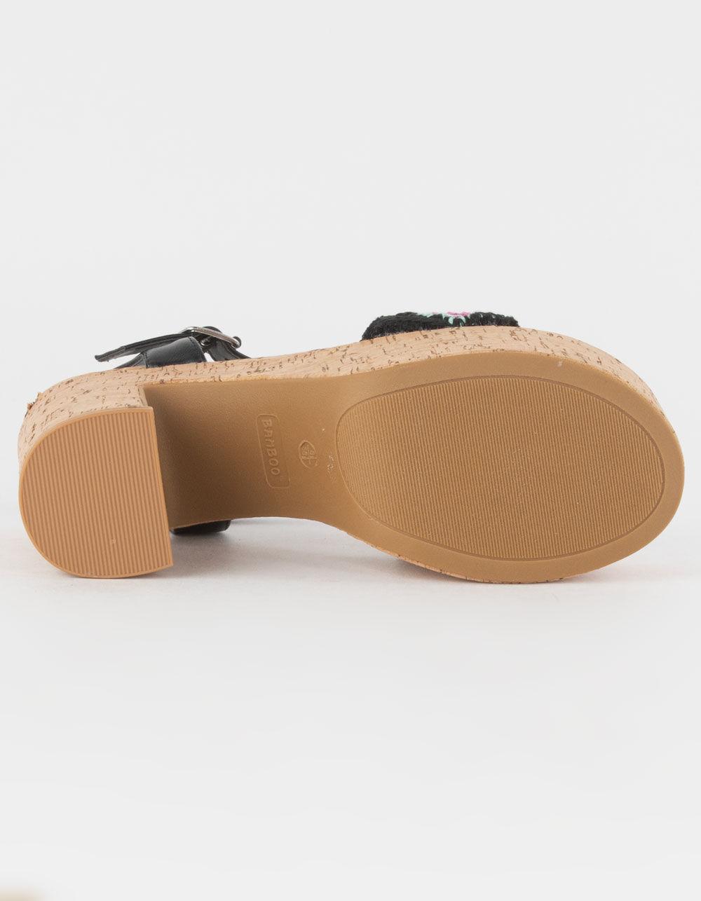 BAMBOO Crochet Womens Platform Sandals - BLACK/MULTI Product Image