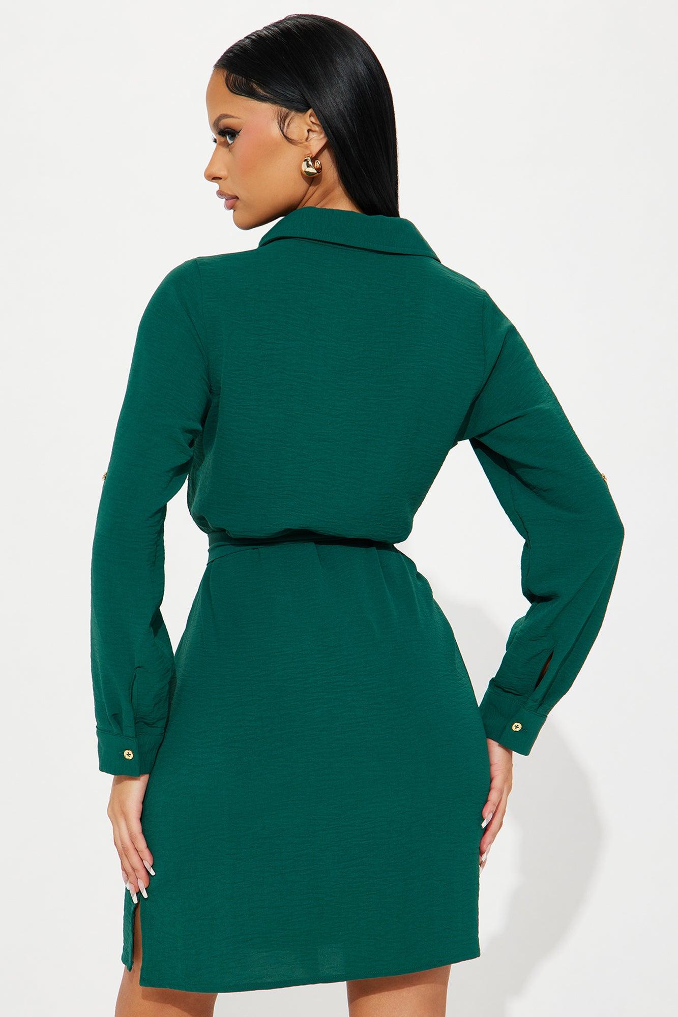 Claire Mini Shirt Dress - Hunter Product Image