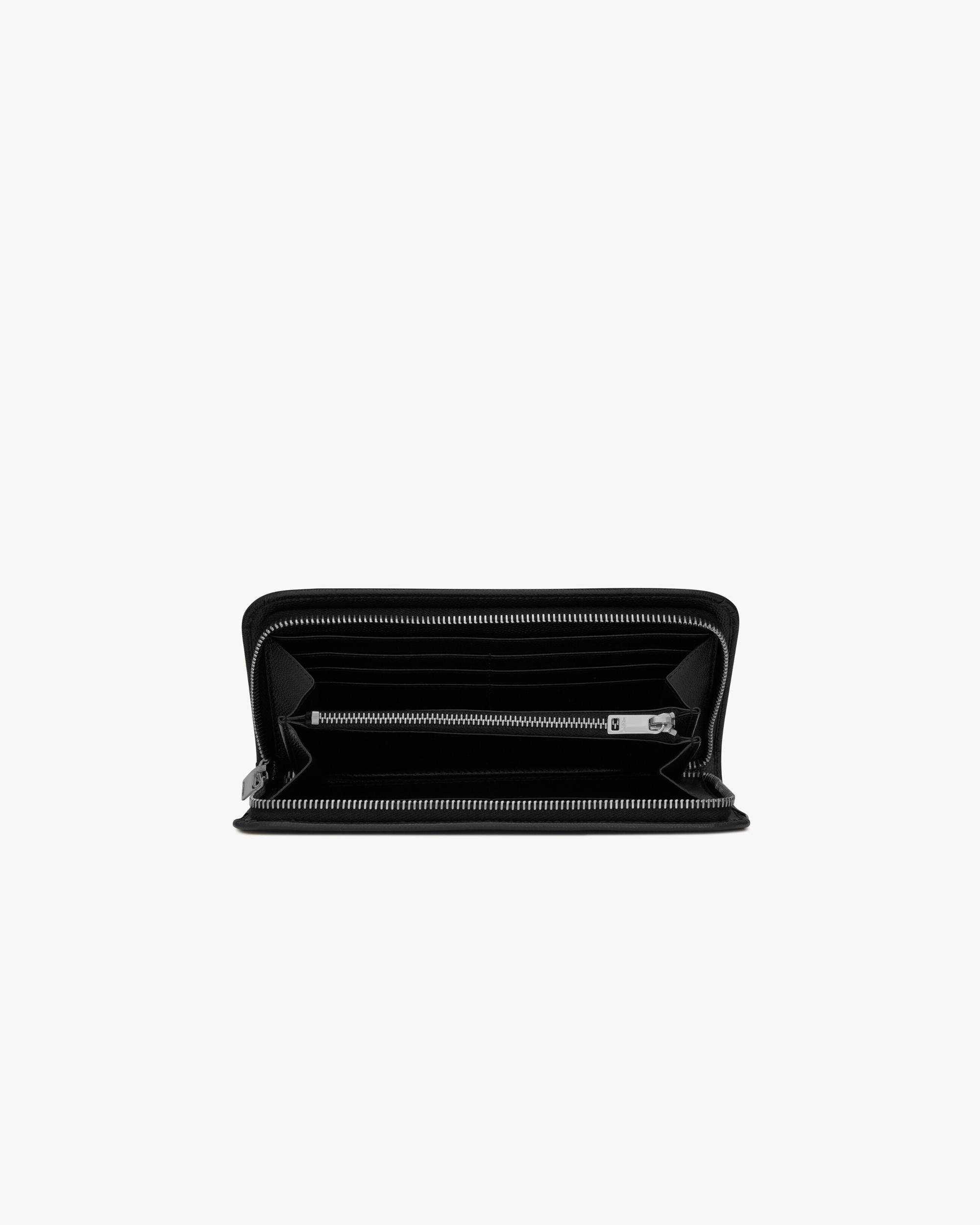 SAINT LAURENT PARIS zip around wallet in grain de poudre embossed leather Product Image