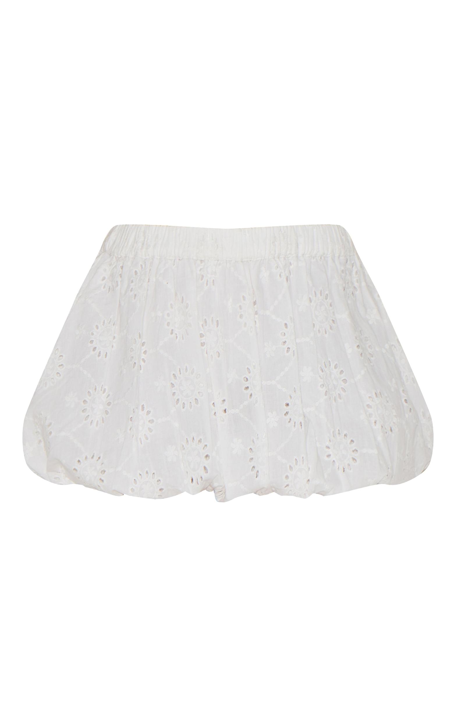 White Broderie Puffball Mini Skirt Product Image