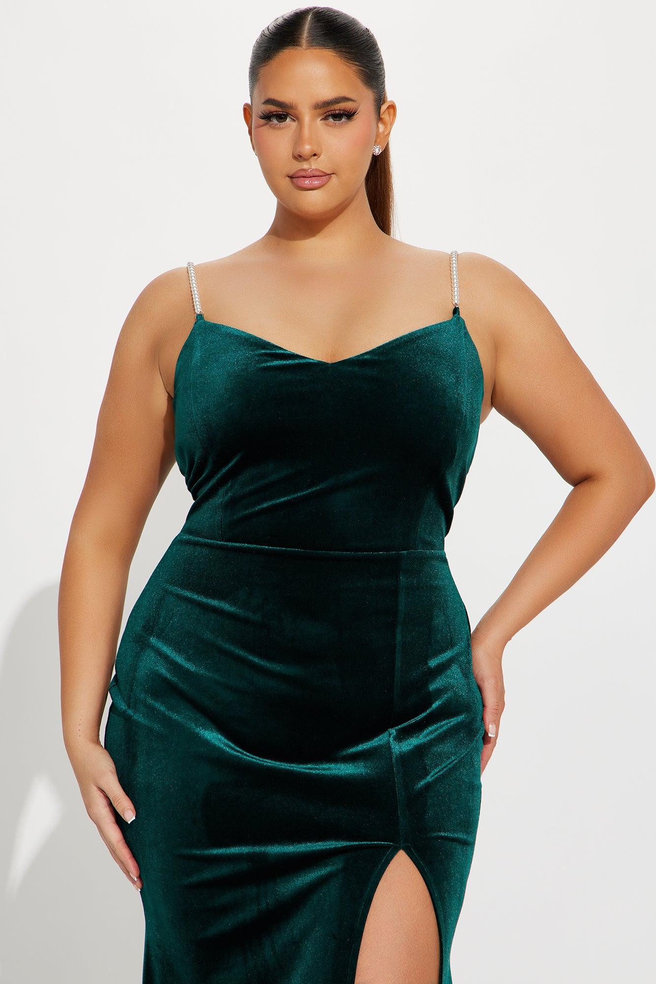 Pearly Nights Velvet Maxi Dress - Hunter Product Image