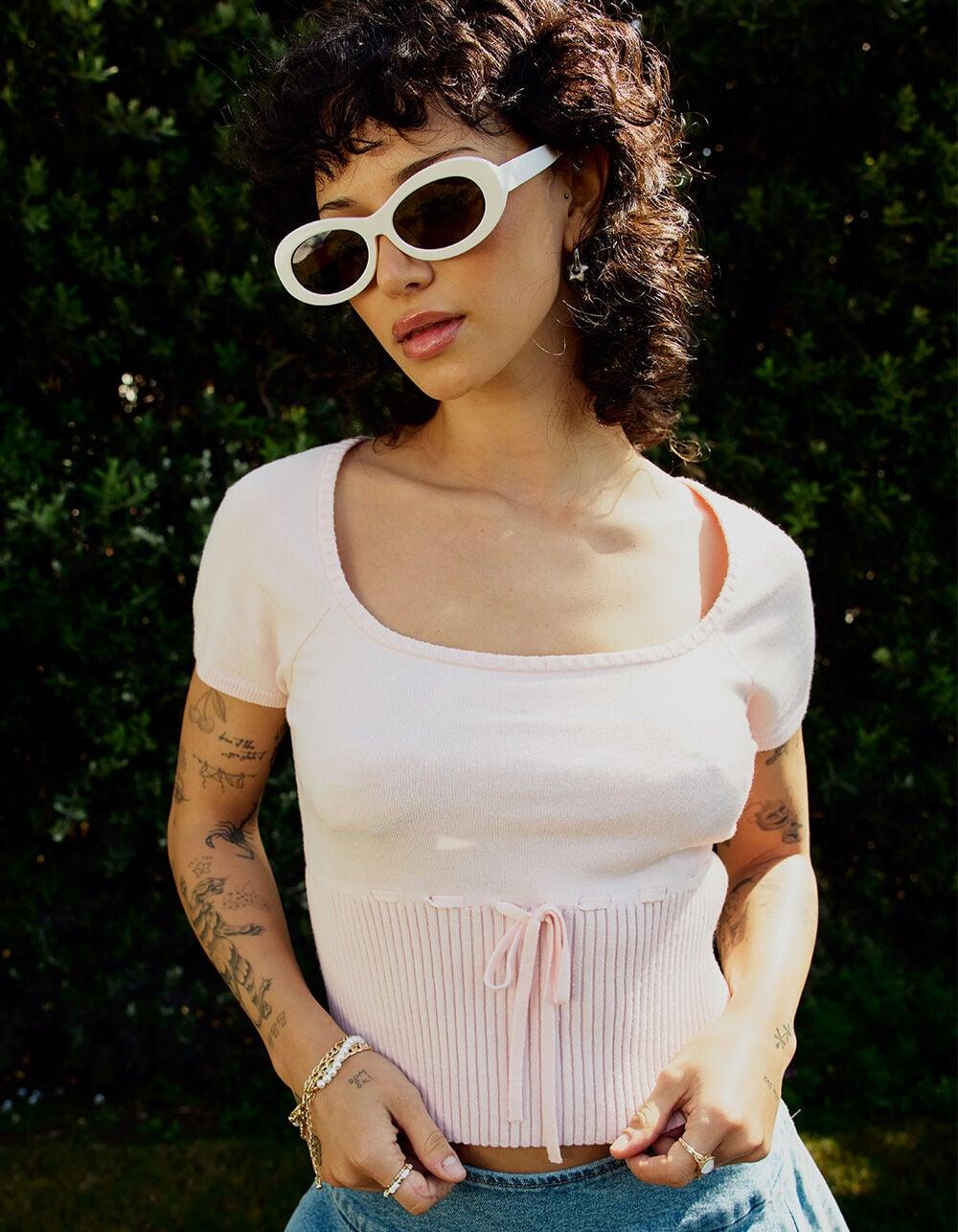 RSQ Womens Ribbon Rib Sweater - PINK Product Image