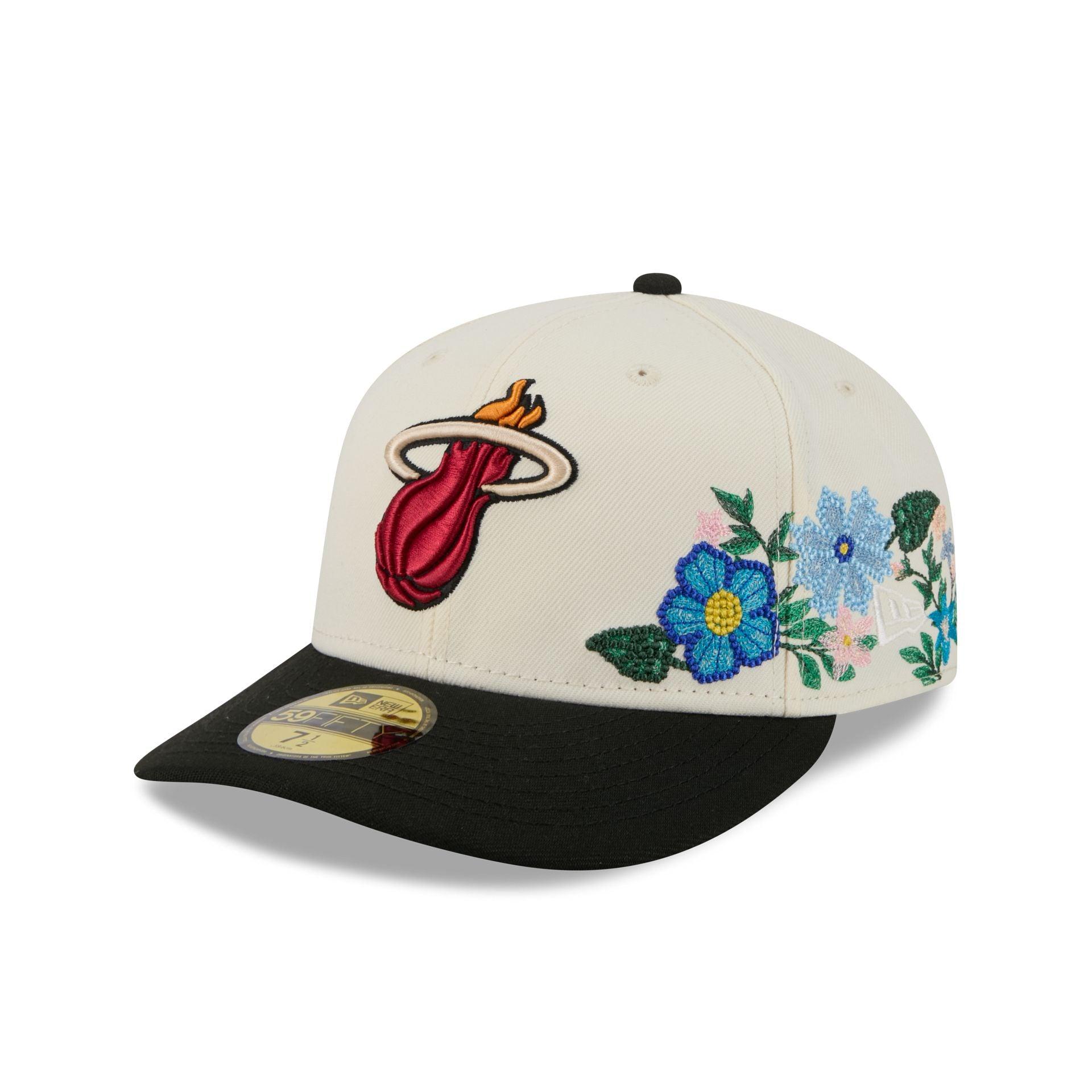 Miami Heat Tonal Florals White 59FIFTY Fitted Hat Male Product Image