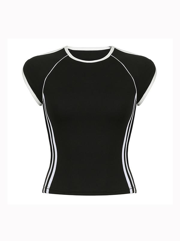 Solid Color Raglan Sleeve Short Sleeve Tee Product Image