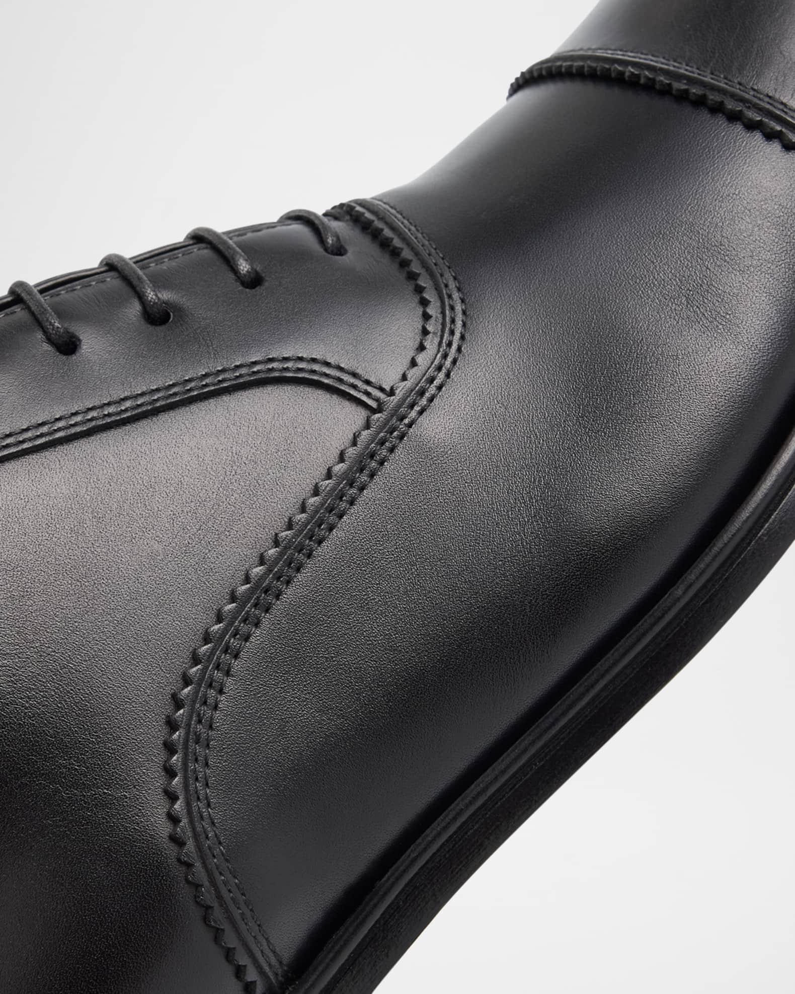 Men's Boston Brogue Leather Cap-Toe Oxfords Product Image