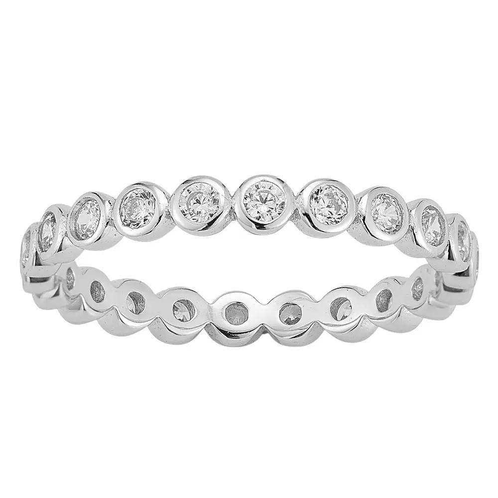 Sunkissed Sterling 14k Gold Over Silver Bezel Set Cubic Zirconia Ring, Womens Silver Tone Product Image