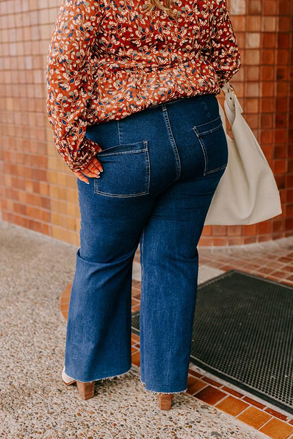 The Adriana High Waist Wide Leg Jean in Dark Wash Curves Product Image