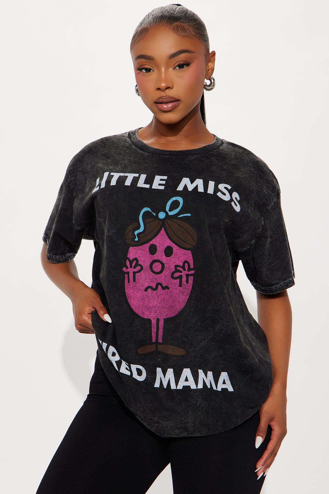 Little Miss Tired Mama Washed Oversized Tee - Black Female Product Image
