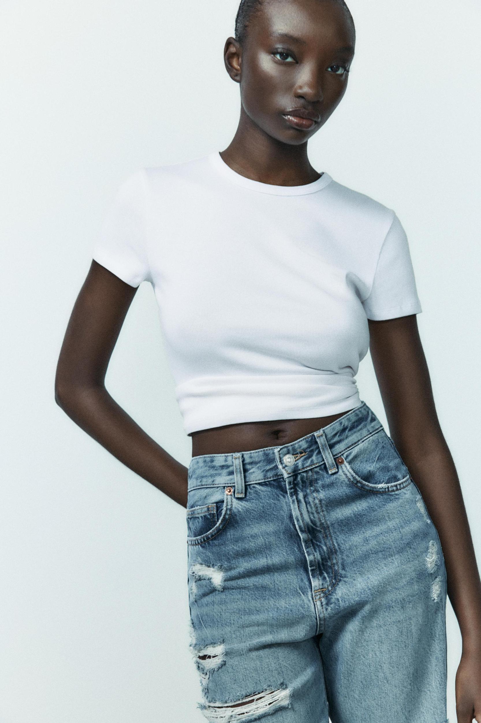 TRF HIGH RISE WIDE LEG RIPPED JEANS Product Image