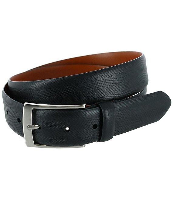 Trafalgar Gregorio Herringbone Embossed Feather Edged Leather Belt Product Image