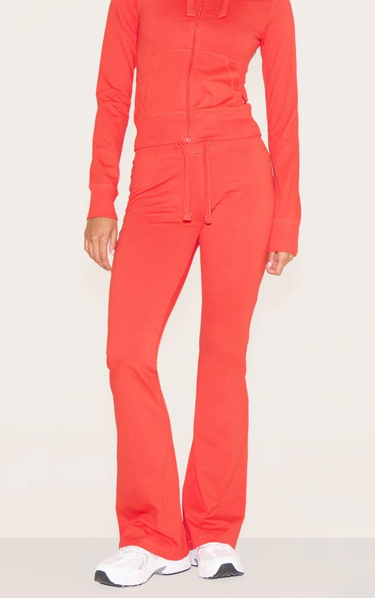 Red Low Rise Skinny Flare Pants Product Image