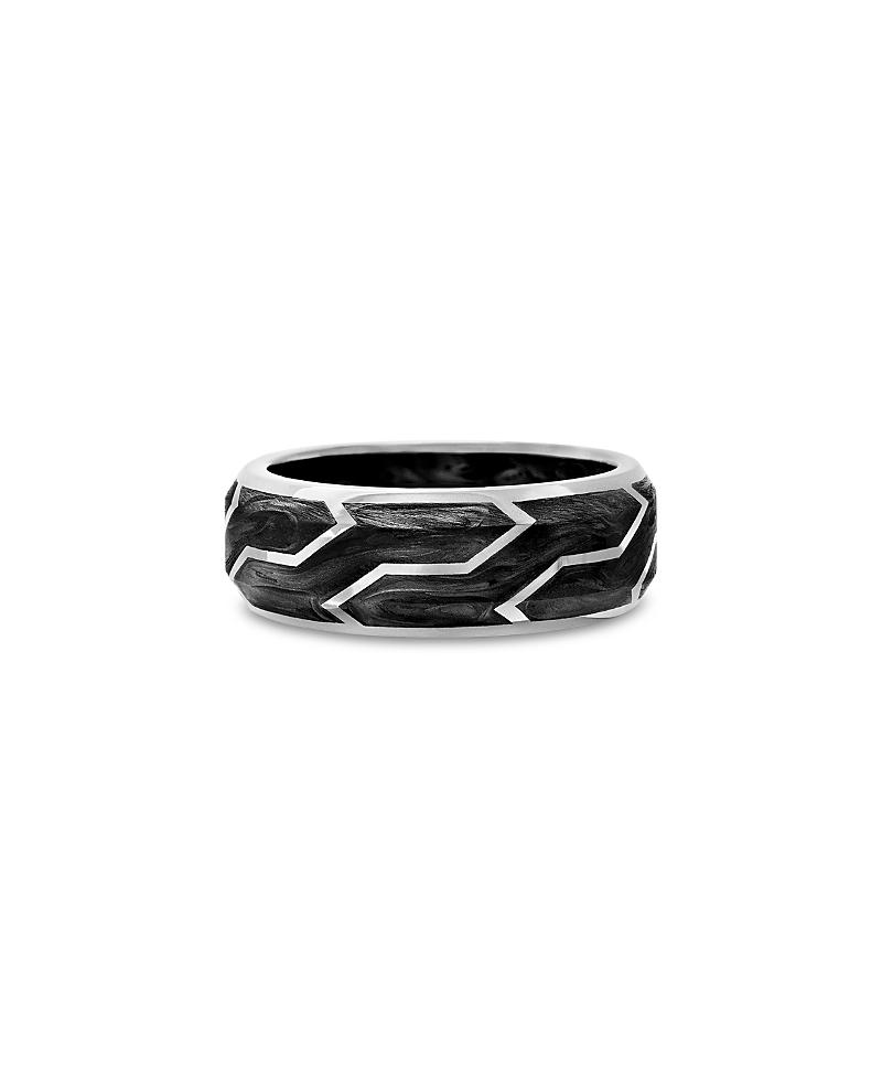 Mens Forged Carbon Band Ring With 18K White Gold Product Image