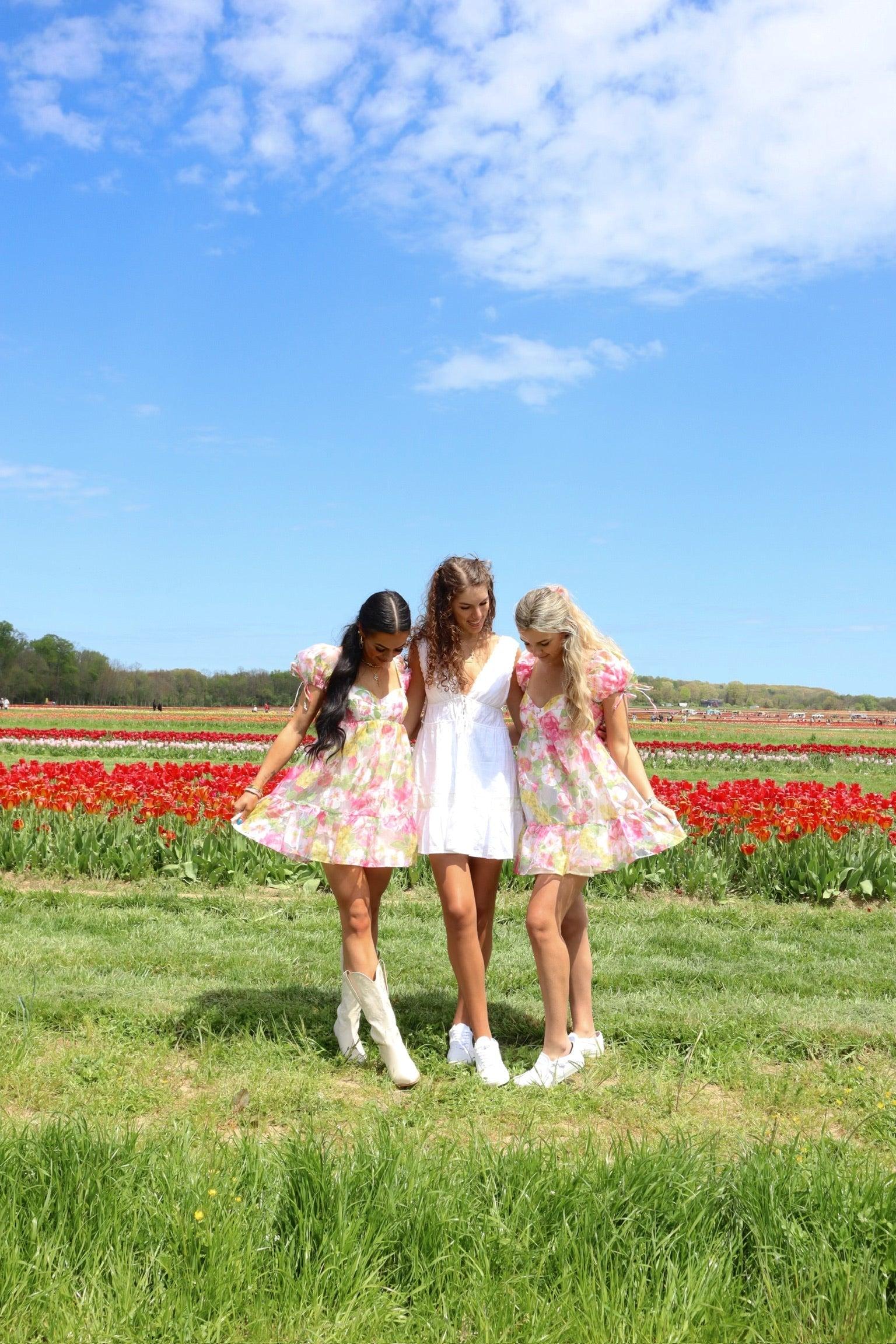 FINAL SALE Bardot Tulle Floral Babydoll Dress Product Image