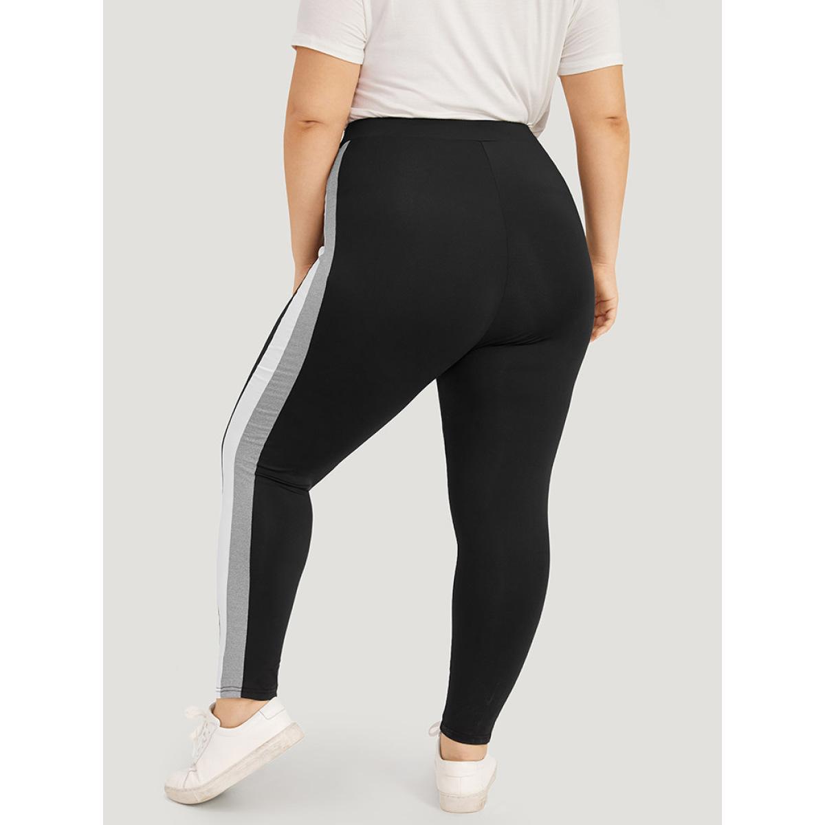 Plus Size Contrast Skinny Elastic Waist High Rise Leggings Women Multicolor Casual High stretch Skinny High Rise Dailywear Leggings BloomChic 18-20/2X Product Image