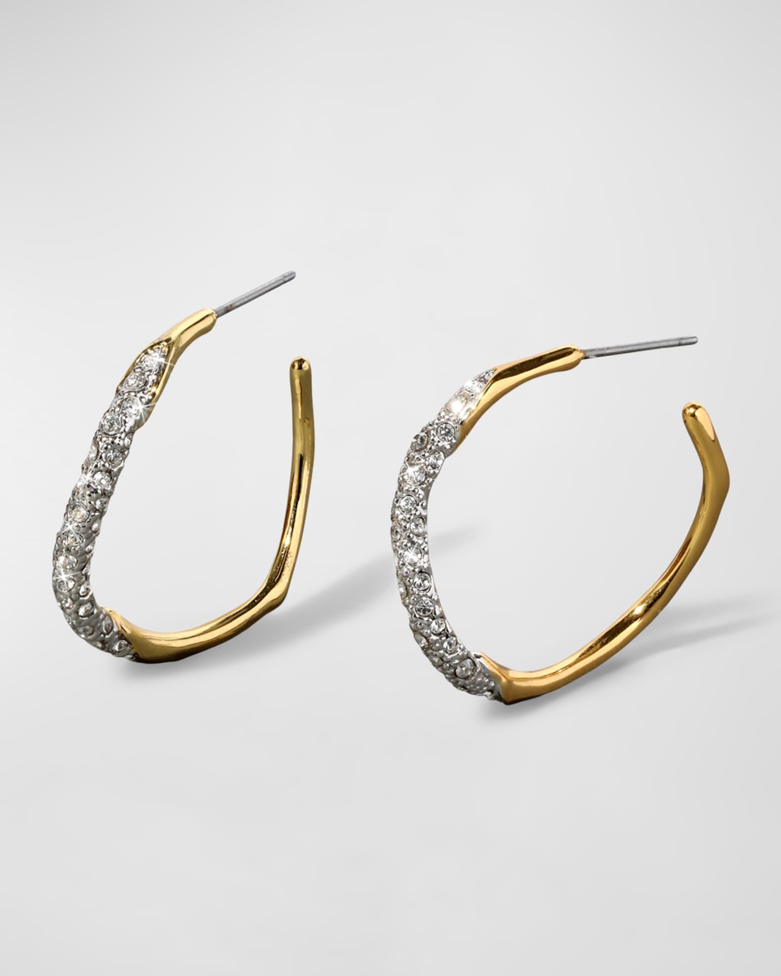Medium Two-Toned Pave Hoop Earrings Product Image