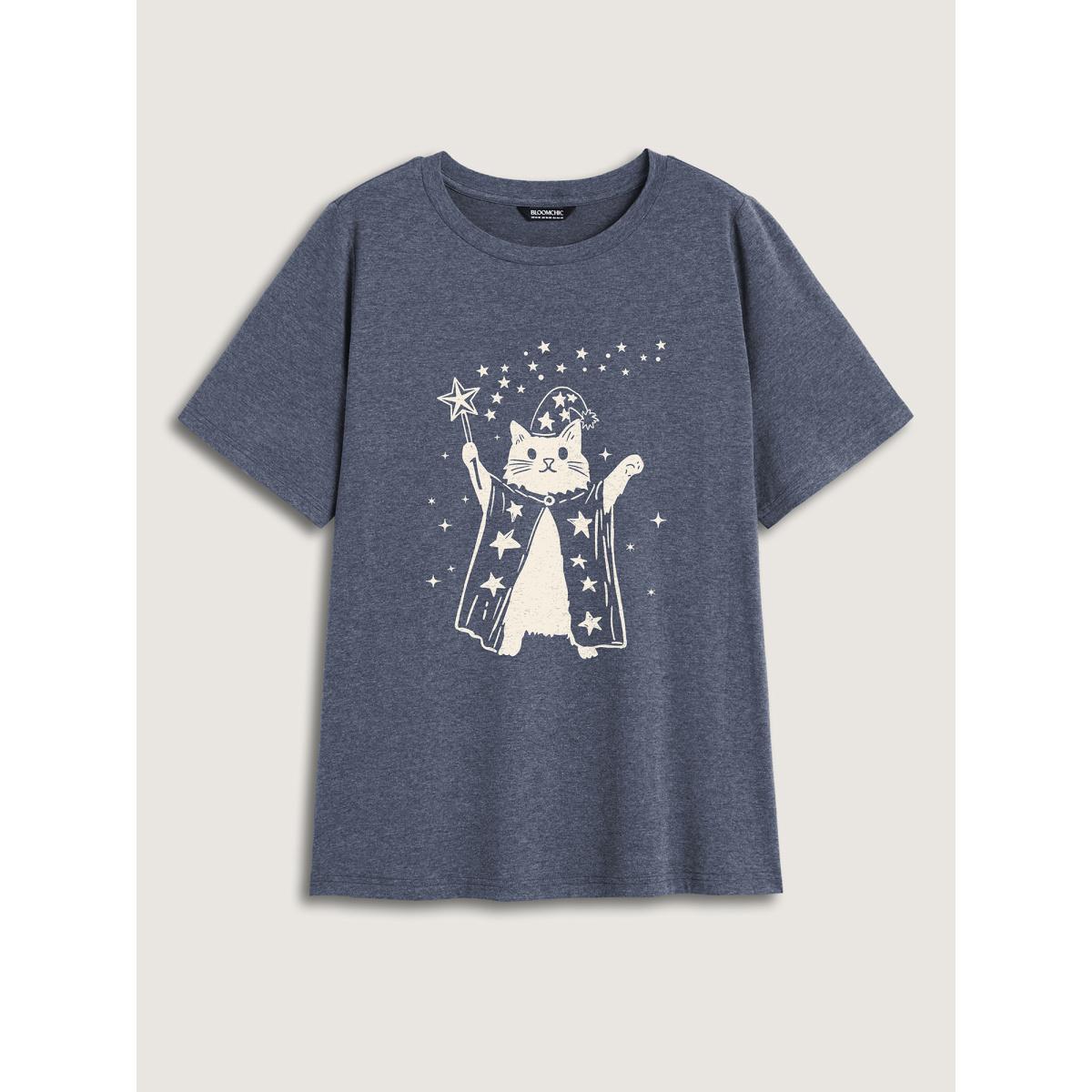 Plus Size Sunkissed Sunflower Round Neck T-Shirt Indigo Women Leisure Non Natural Flowers Round Neck Casual T-shirts BloomChic 14-16/1X Product Image