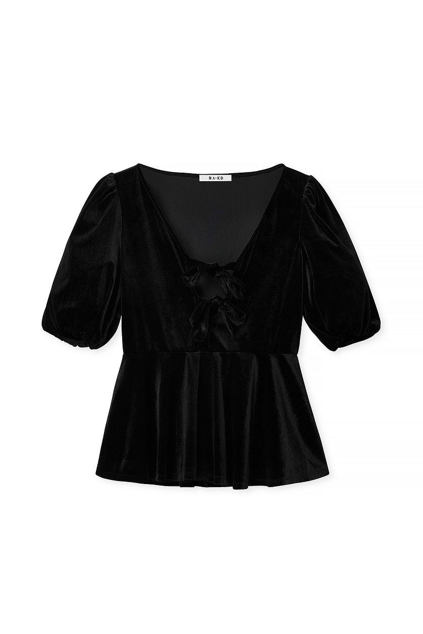 Puff Sleeve Velvet Top Product Image