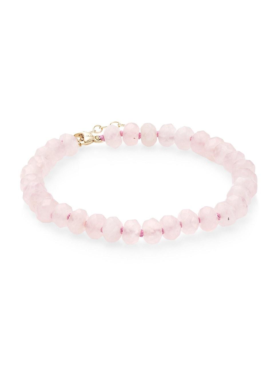 Womens Oracle 14K Yellow Gold & Rose Quartz Crystal Beaded Bracelet Product Image