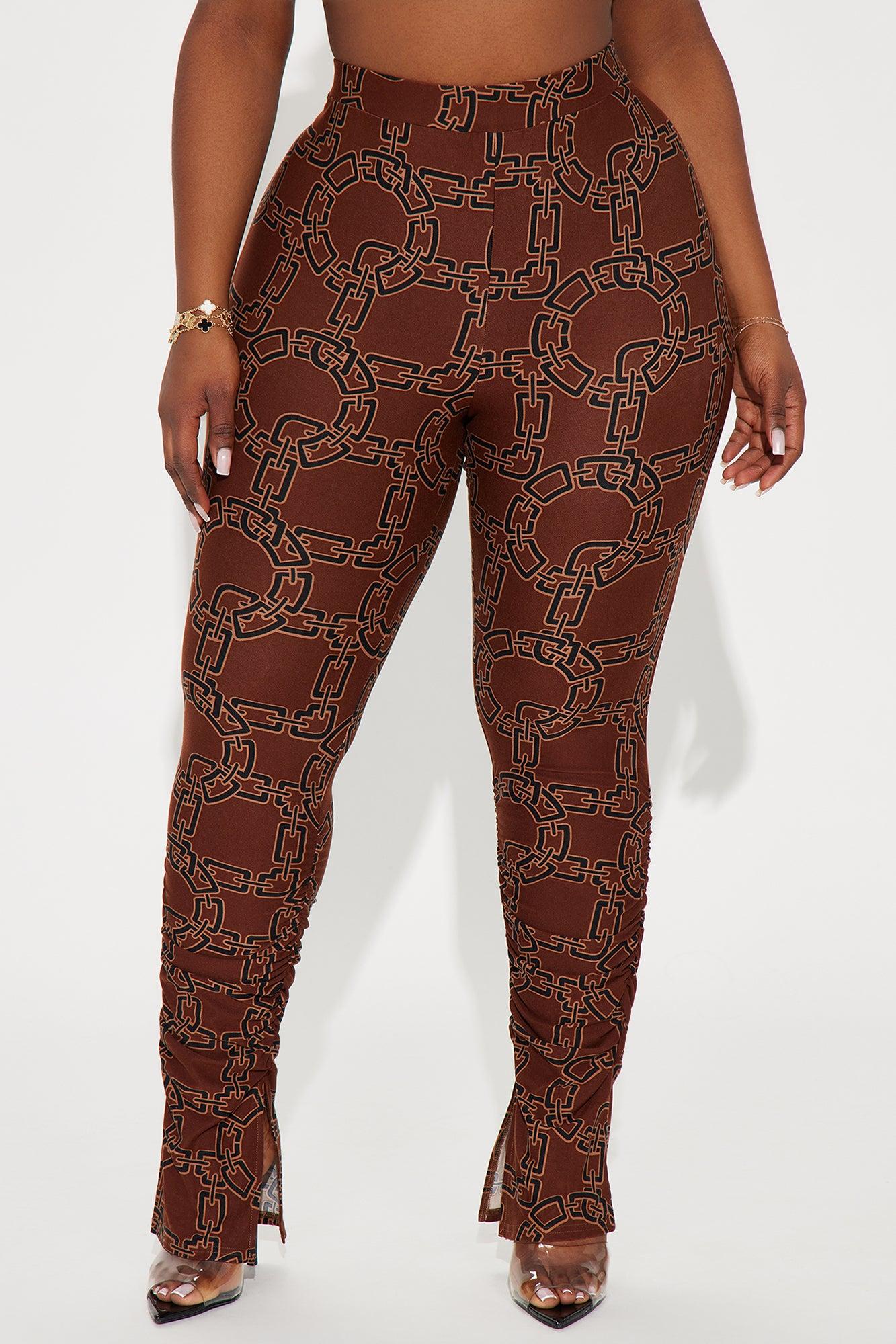 Bree Marie Chain Link Stacked Legging - Brown/combo Product Image