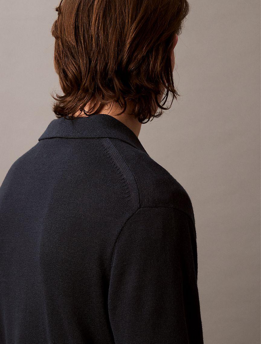 Linen Blend Classic Sweater Polo Shirt Product Image