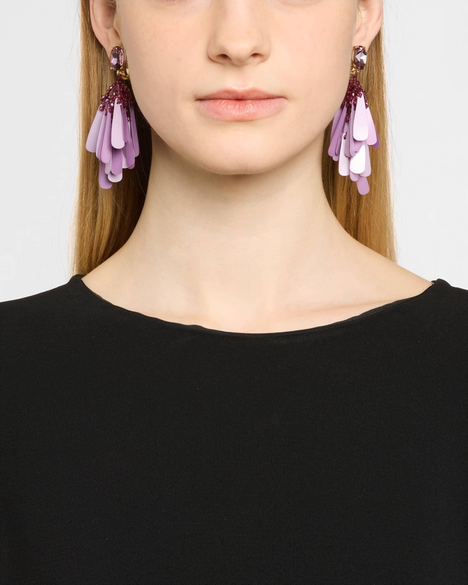 Long Sequined Clip-On Earrings Product Image