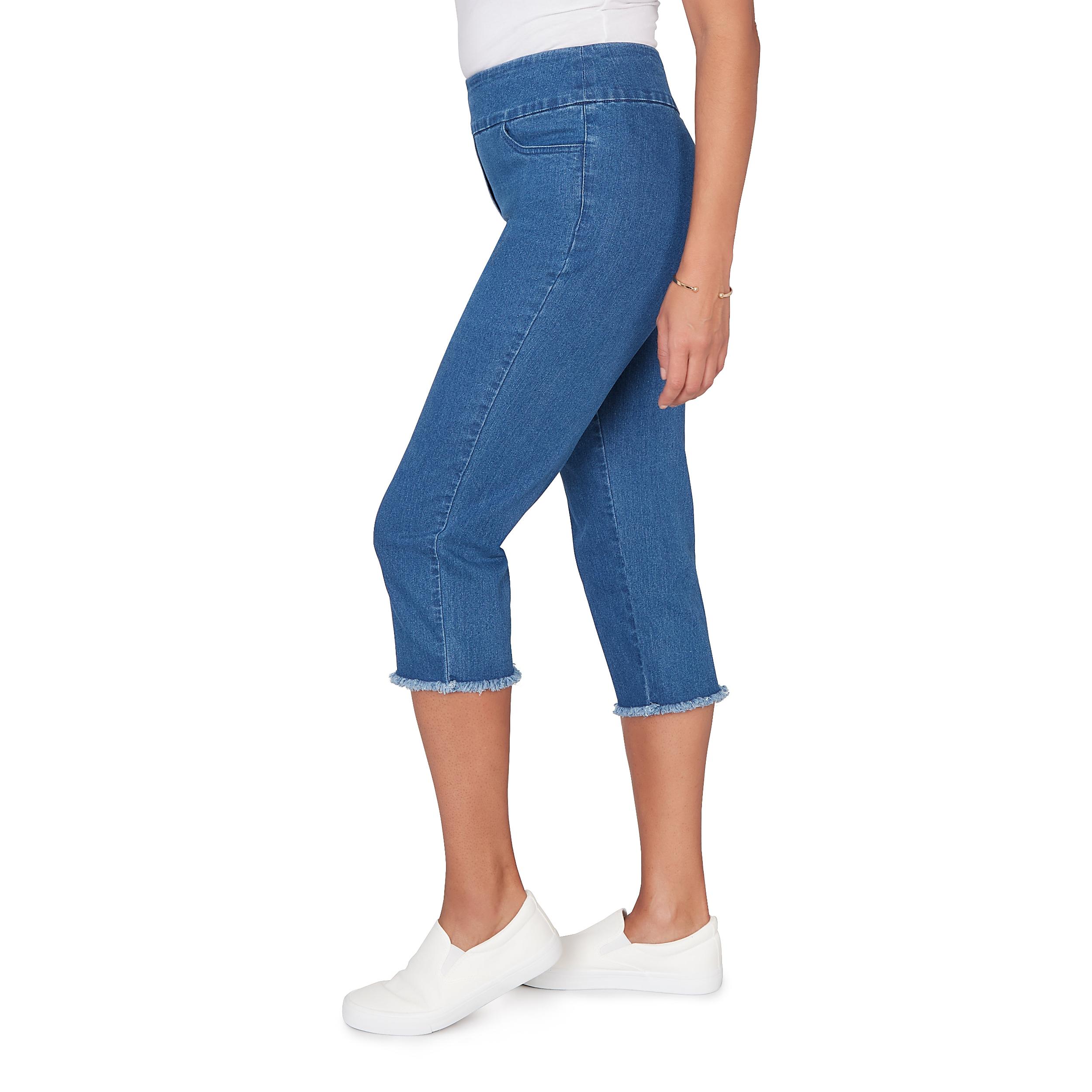 Alfred Dunner Super Stretch Denim Fringe Capri Pant- Petite Product Image