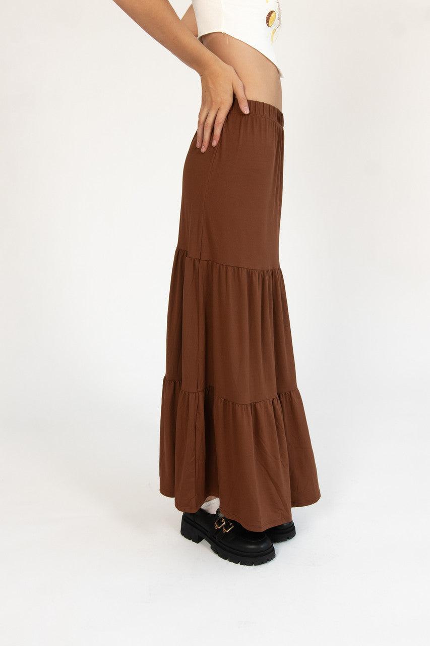 Chocolate Brushed Maxi Skirt Product Image