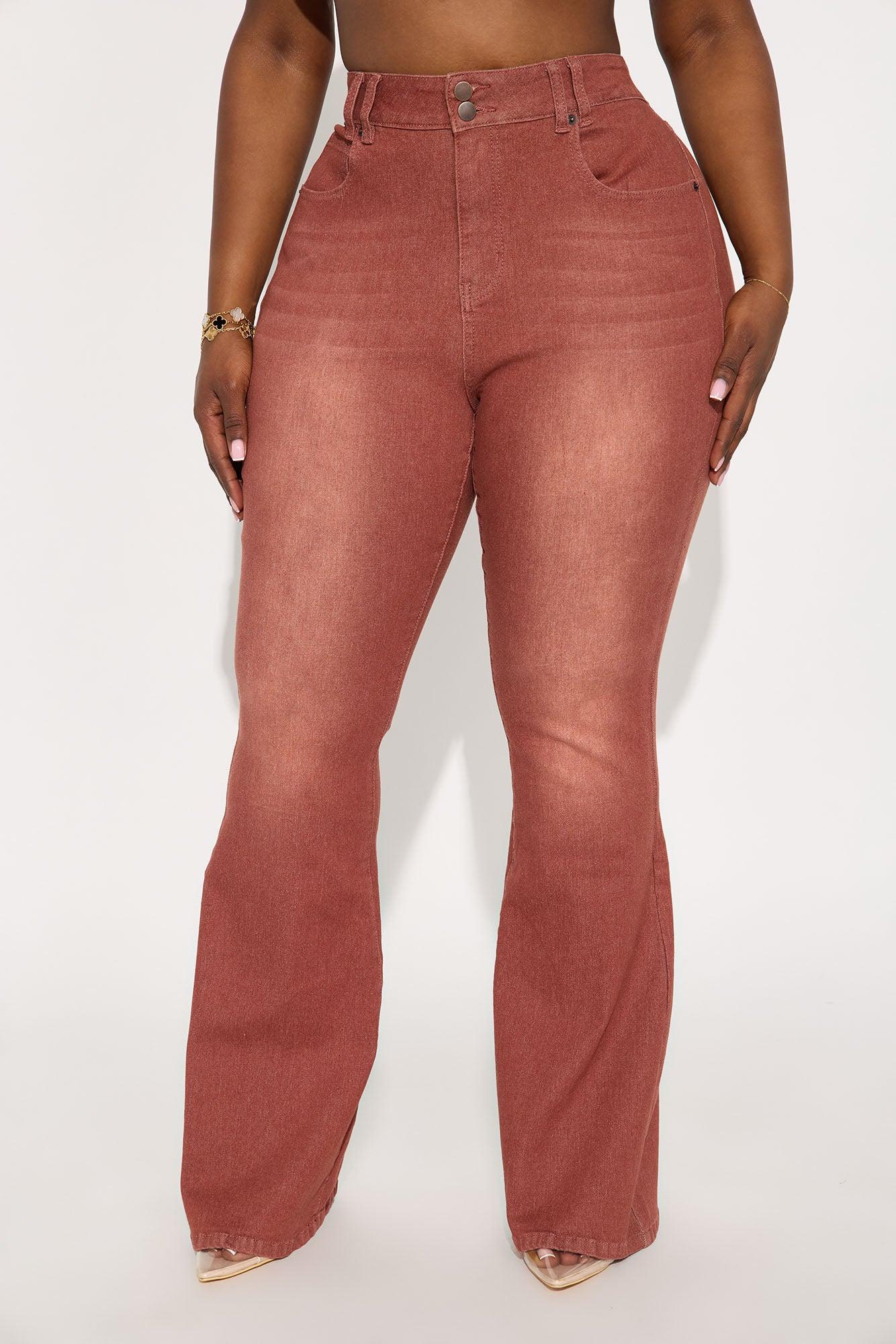 Fatal Attraction Stretch Flare Jeans - Burgundy Female Product Image