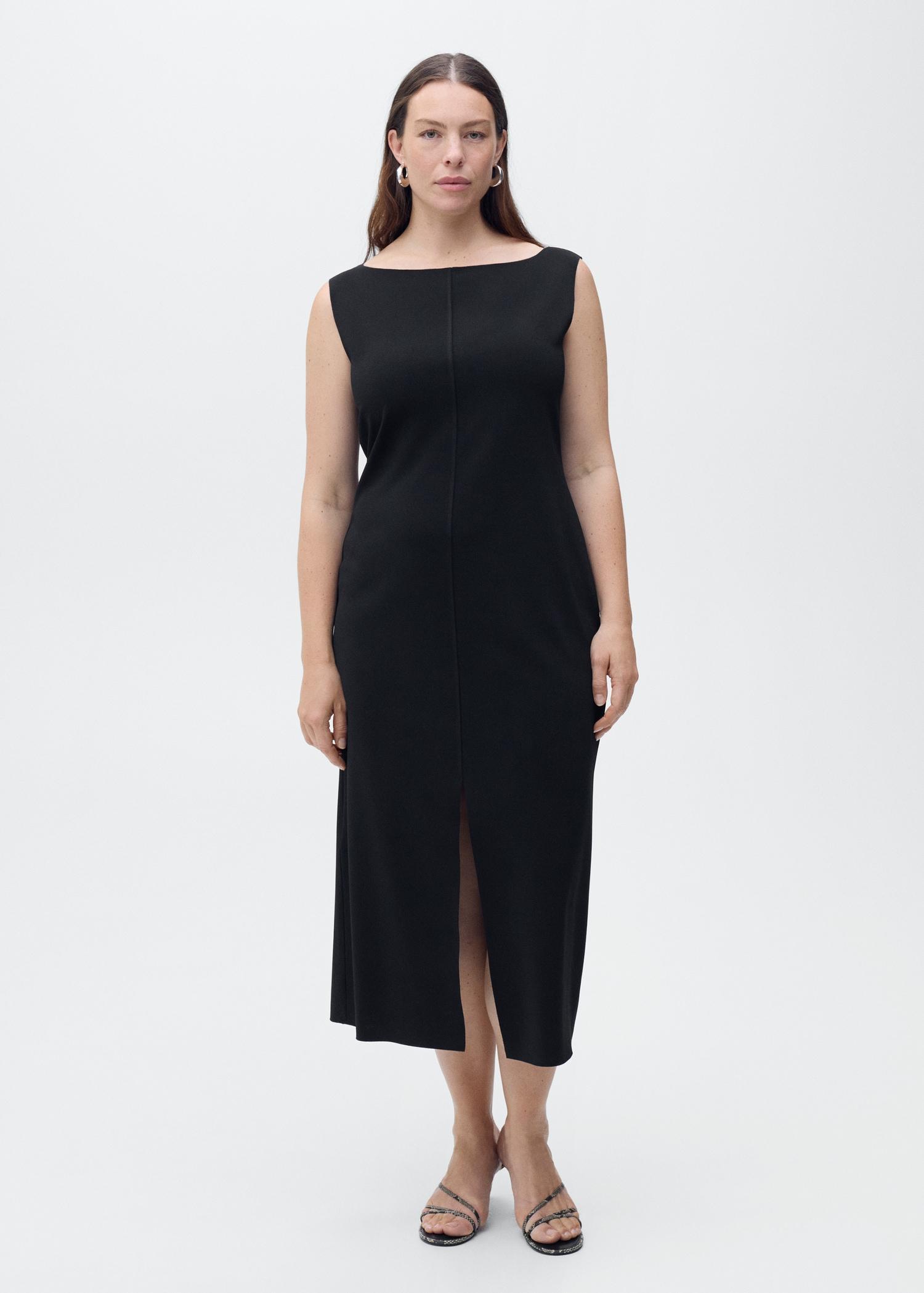 Boat-neck knitted dress - Women | MANGO USA Product Image