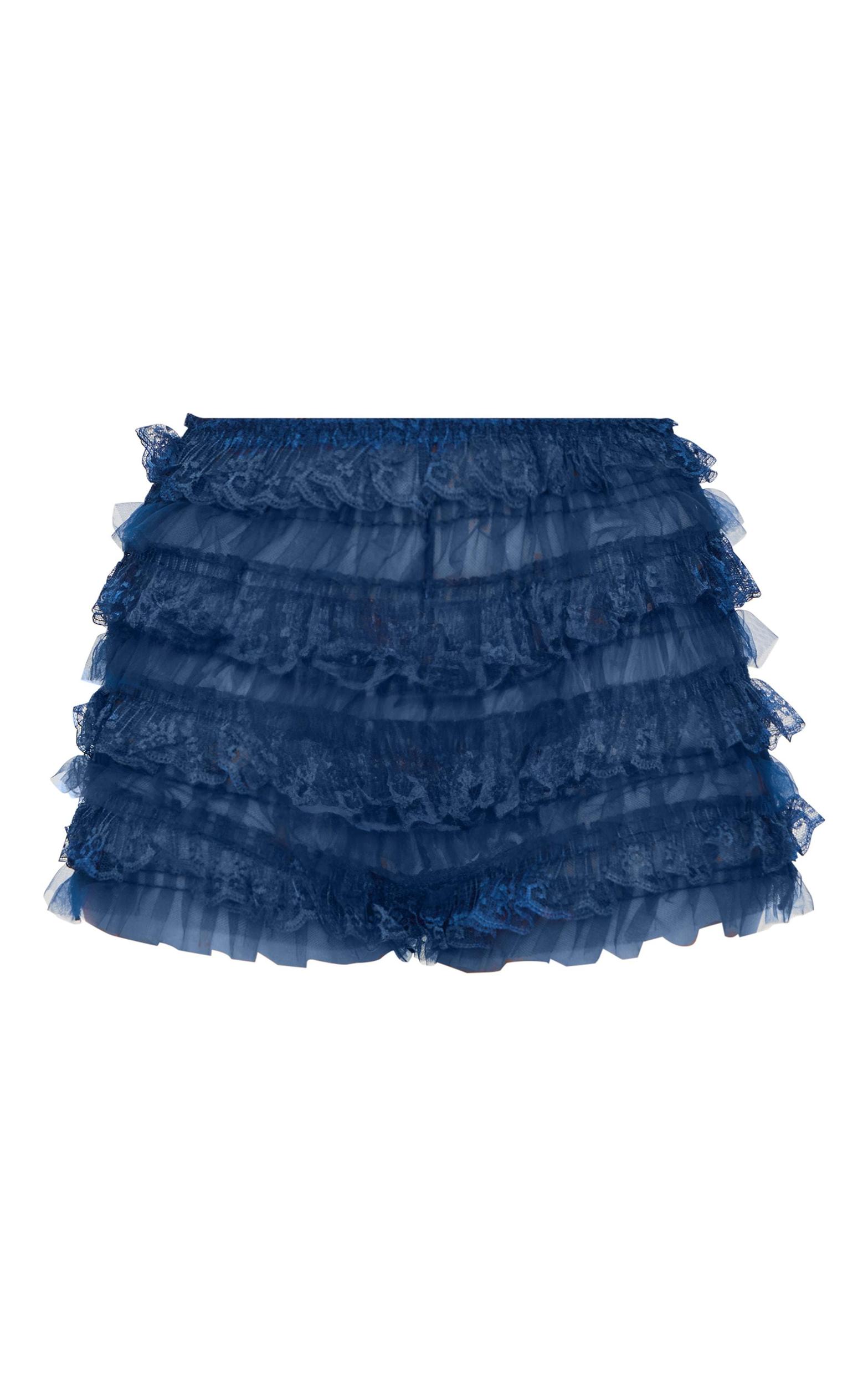 Navy Frill Mesh Bloomer Shorts Product Image