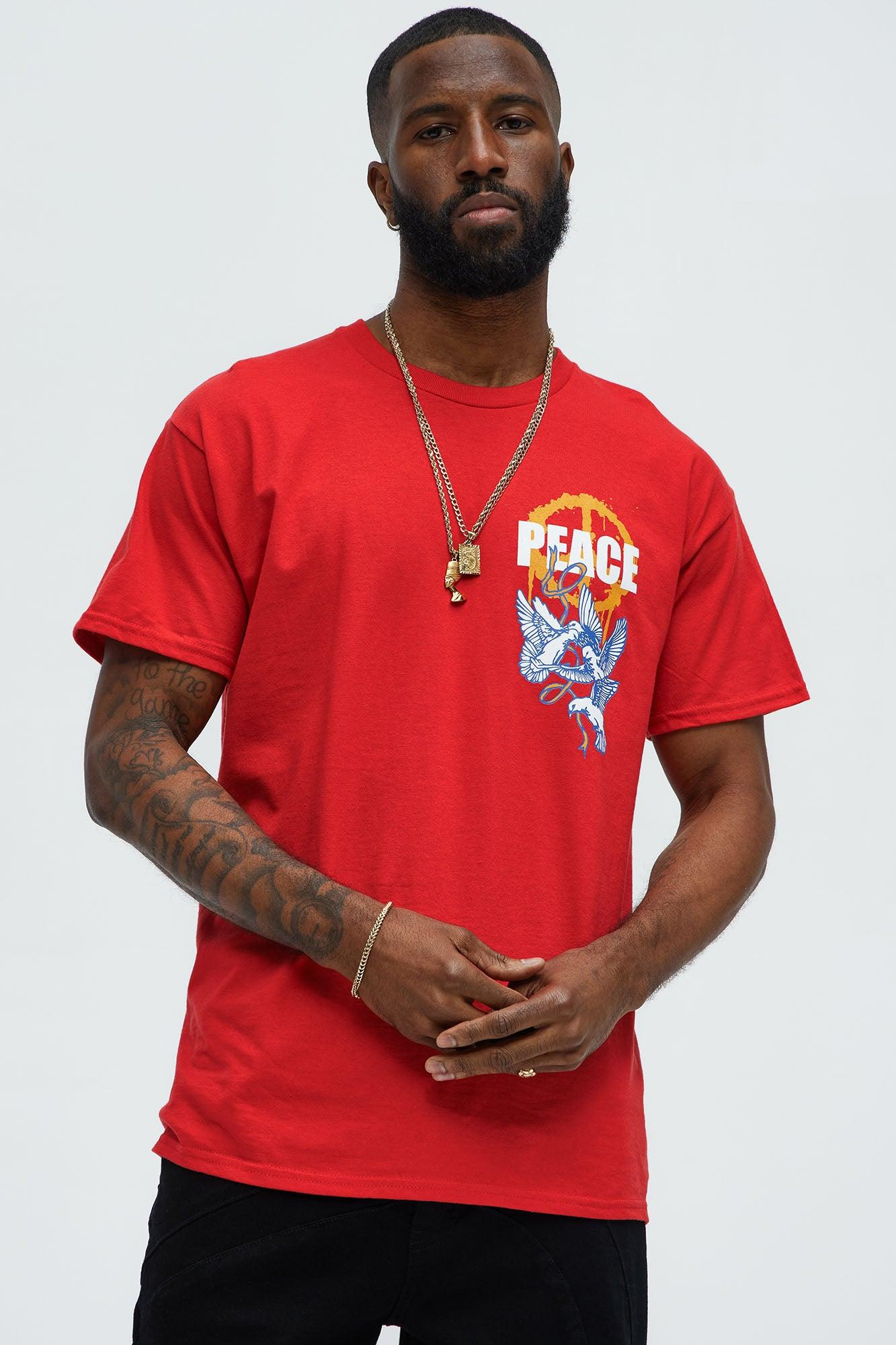 Peace Be With You Short Sleeve Tee - Red Product Image
