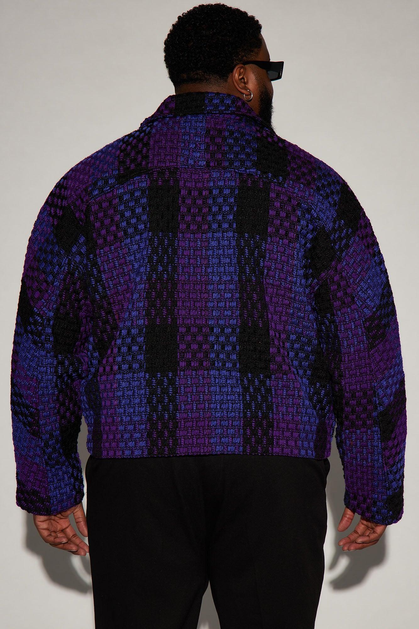 Beverly Tweed Cropped Chore Jacket - Purple/combo Product Image