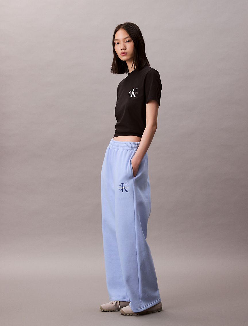 Monogram Logo Fleece Wide Leg Sweatpants Product Image