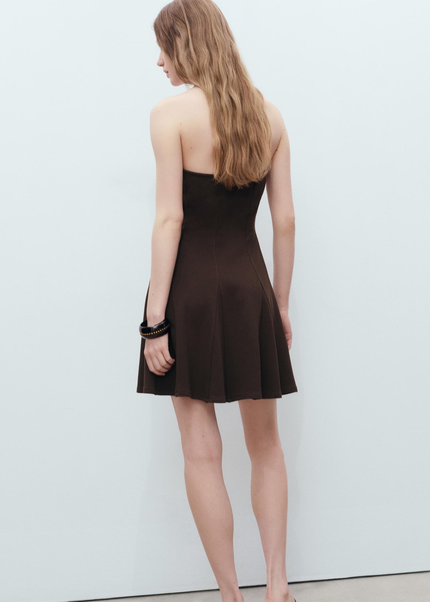 Short strapless dress with pleats - Women | MANGO USA Product Image