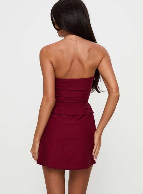 Nutmeg Strapless Mini Dress Burgundy Product Image