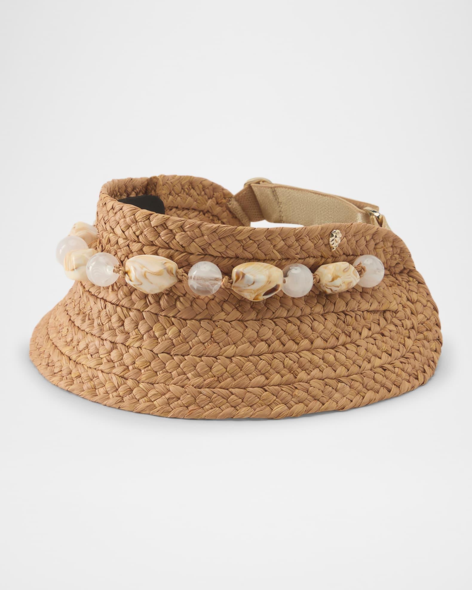 Nyla Packable Pebble Braided Raffia Visor Product Image