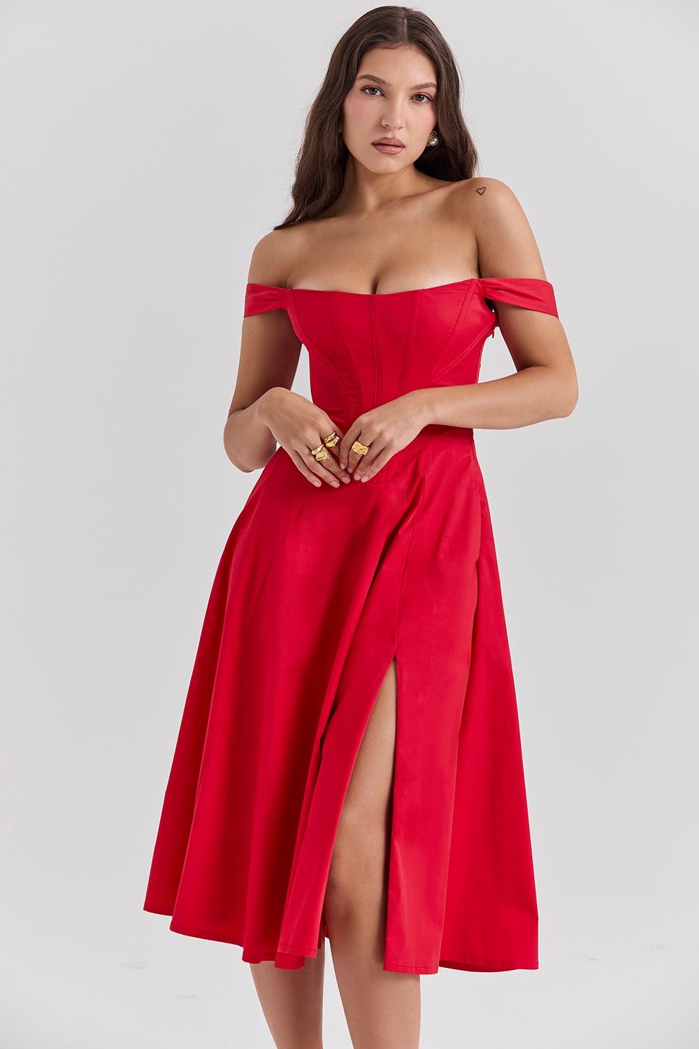Saira  scarlet midi sundress Product Image