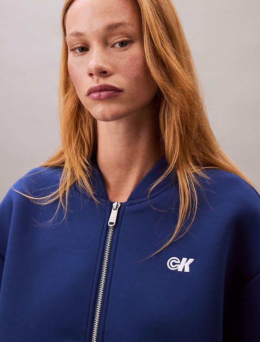 Calvin Klein Womens Smooth Cropped Relaxed Bomber Jacket - Red Product Image