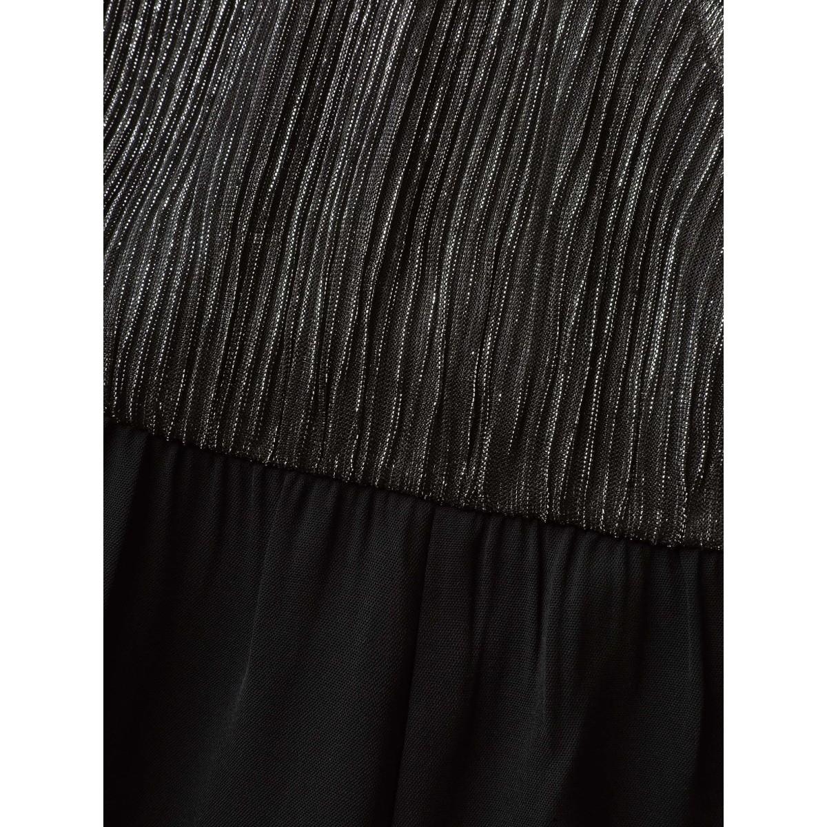 Plus Size Black Shimmery Bow Back Tie Contrast Jumpsuit Women Short sleeve Overlap Collar Party Loose Jumpsuits BloomChic 22-24/3X Product Image