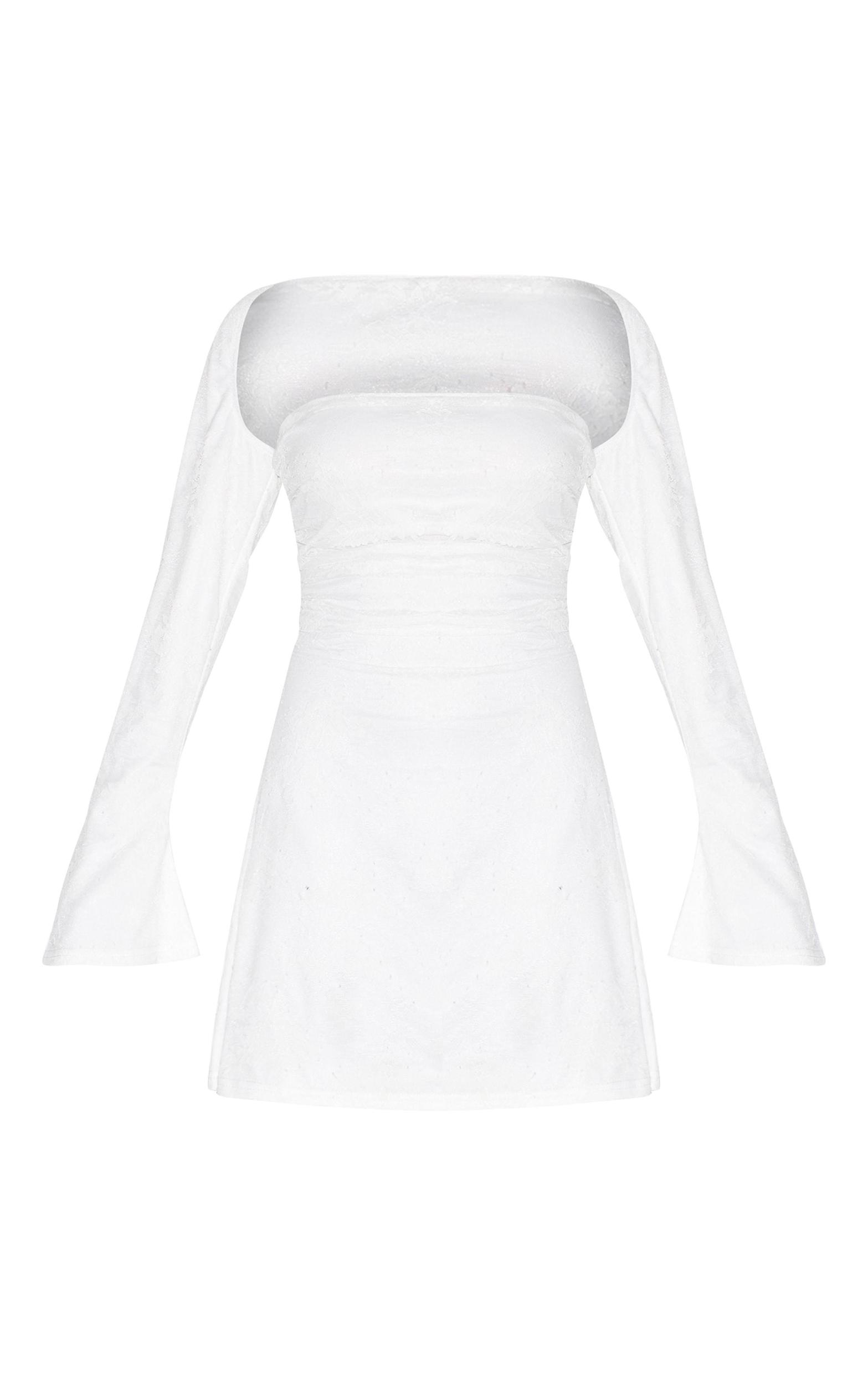 Petite White Lace Long Sleeve Dress Product Image