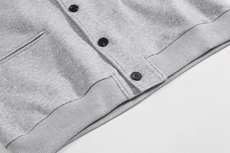 RT No. 11079 GRAY BUTTON-UP HOODIE & WIDE SWEATPANTS Product Image