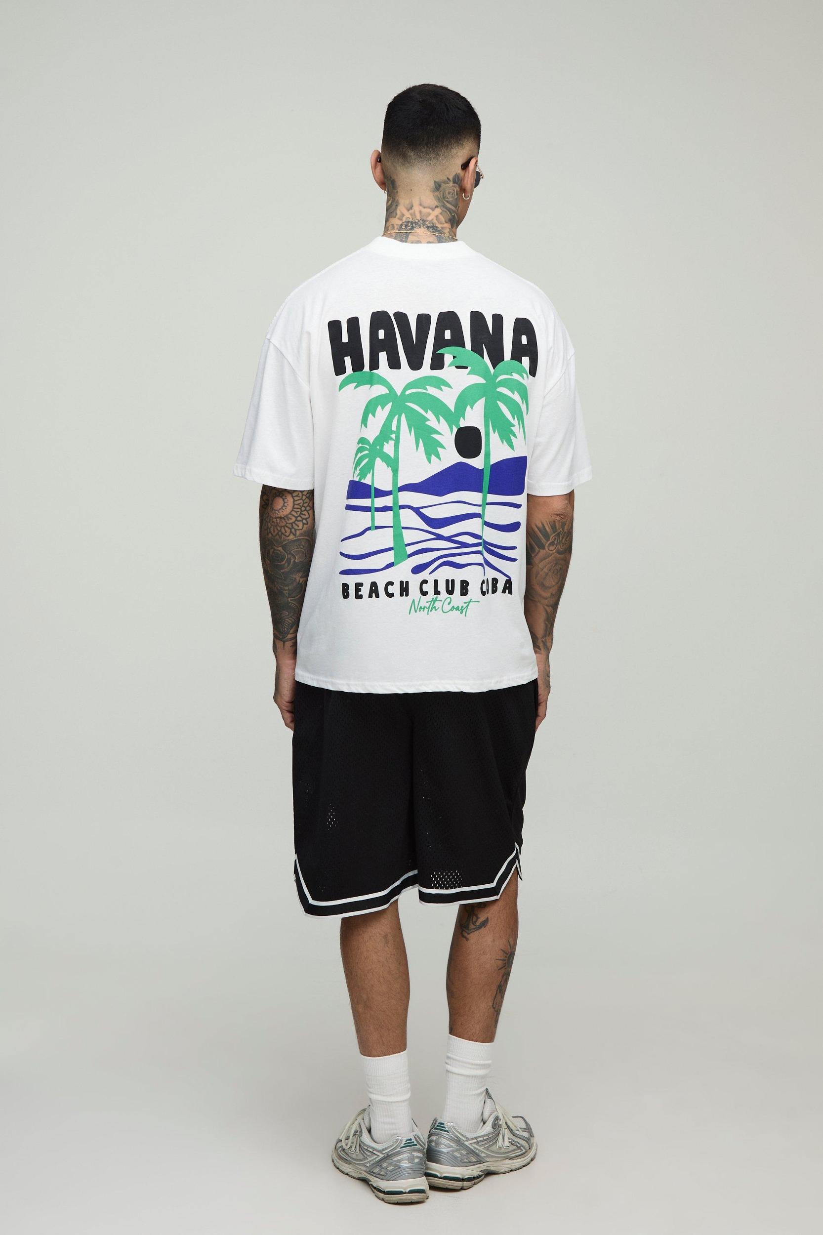 Tall Oversized Havana Palm Printed T-Shirt | boohooMAN USA Product Image
