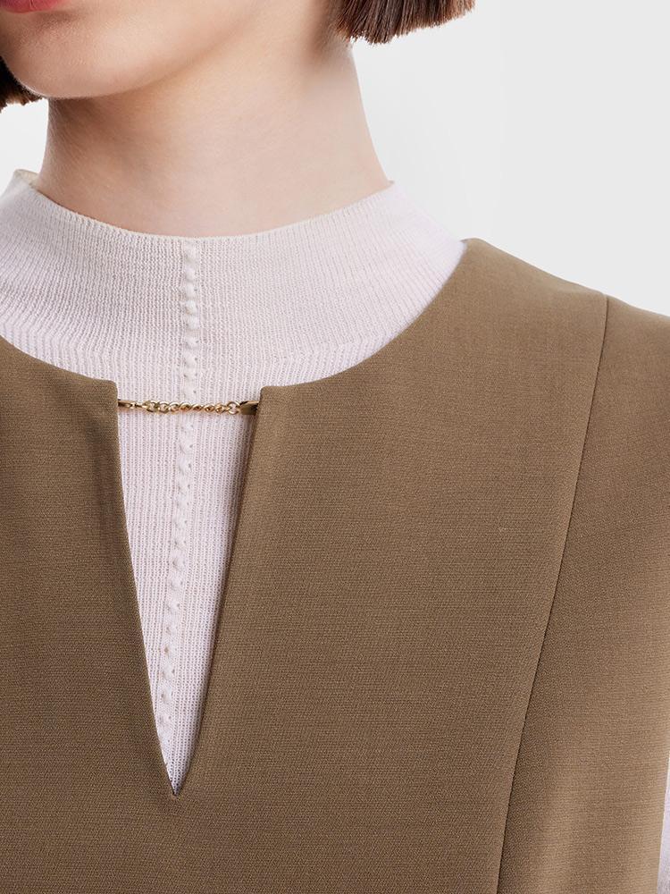 Double Layer Worsted Woolen Vest Dress Product Image