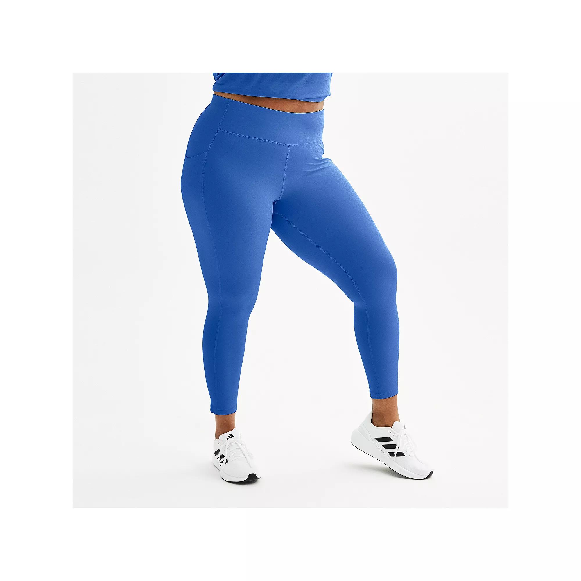 Plus Size Tek Gear® Ultrastretch High-Waisted Side Pocket 7/8 Leggings, Women's, Size: 2XL, Tara Blue Product Image